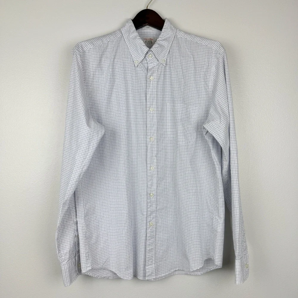 J. Crew Men's Slim Secret Wash Cotton Poplin Shirt Size L NWOT